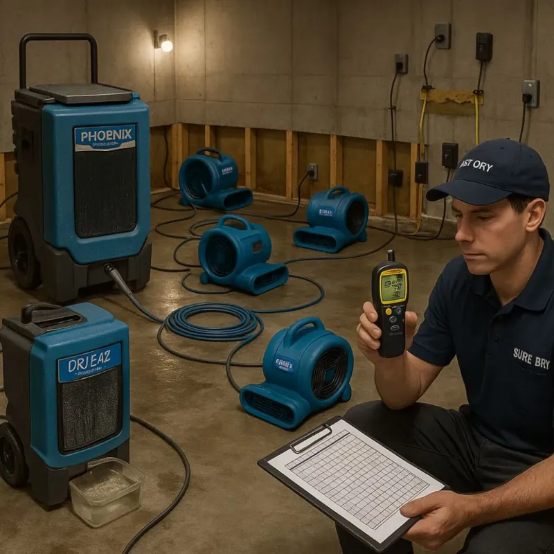 Structural Drying and Dehumidification process in Midlothian, TX